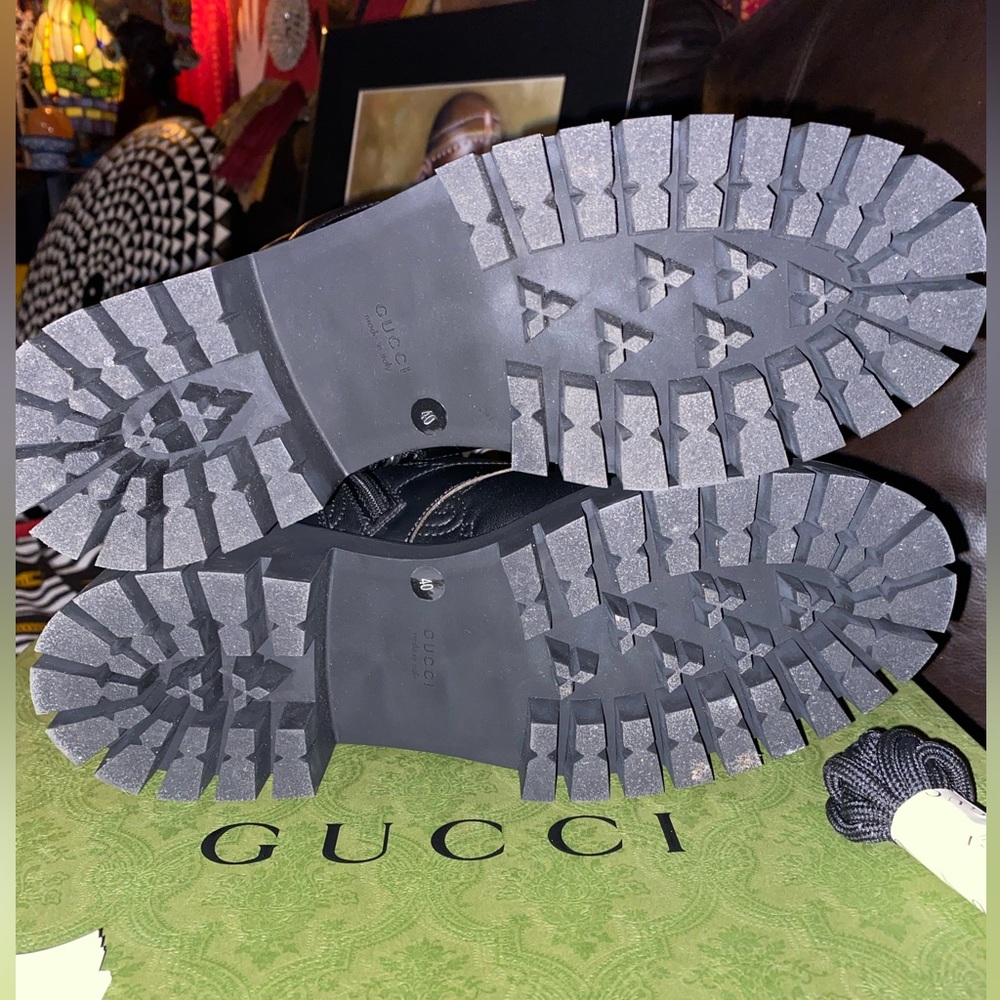 GUCCI ’GG’ Leather Combat Boots, EU 40 - Picture 5 of 10